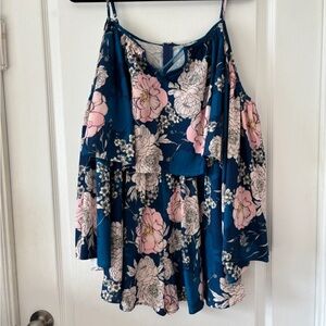 Floral Sleeveless Top - Blue and Pink